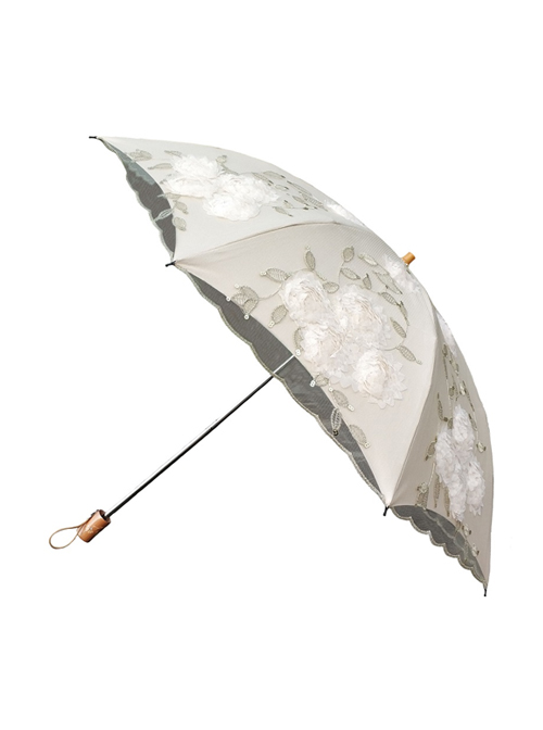 Elegant Lace Three-dimensional Embroidery Lolita Folding Ultraviolet-proof Umbrella