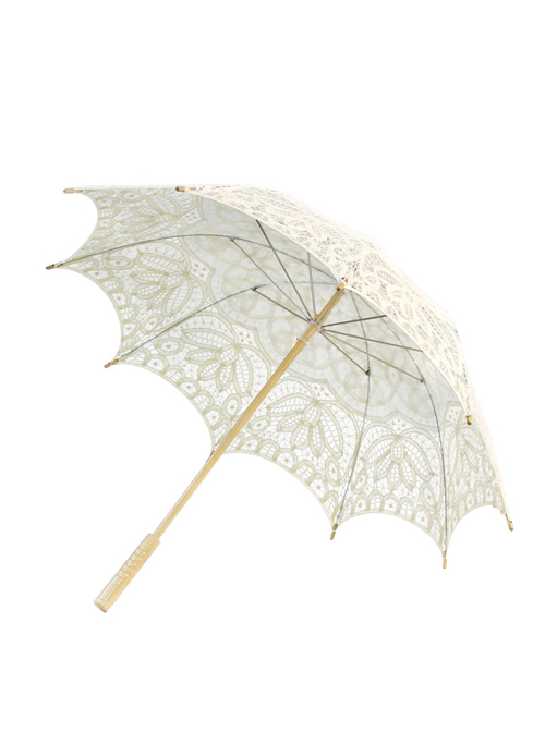 Sweet Hollow Out White Lace Princess Lolita Decorative Umbrella