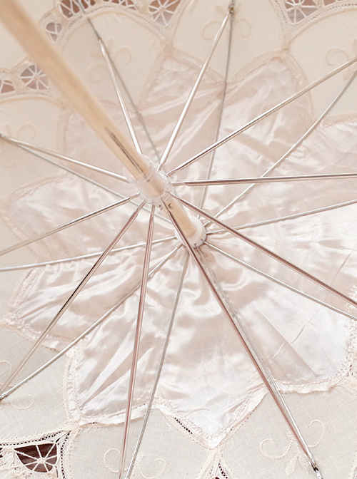 Sweet Hollow Out White Lace Princess Lolita Decorative Umbrella