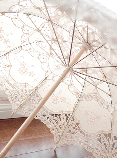 Sweet Hollow Out White Lace Princess Lolita Decorative Umbrella