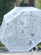 White Transparent Lace Printing Retro Lolita Automatic Long Handle Umbrella