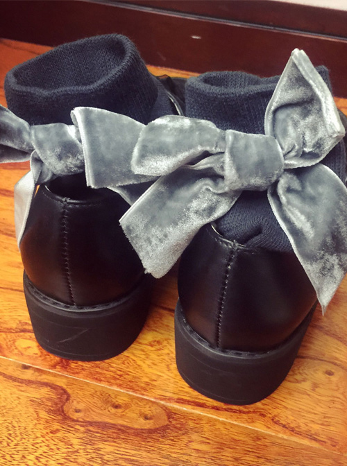 Retro Velvet Big Bowknot Lolita Short Socks