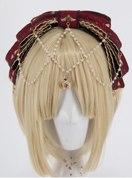 Fog-moon And Crown Series Bowknot Elegance KC Classic Lolita Headband With Detachable Pearl