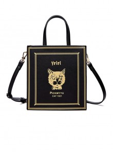 Cool Cat Gilding Printing Gothic Lolita Black Shoulder Bag