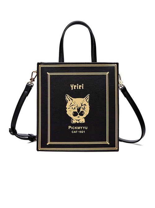 Cool Cat Gilding Printing Gothic Lolita Black Shoulder Bag