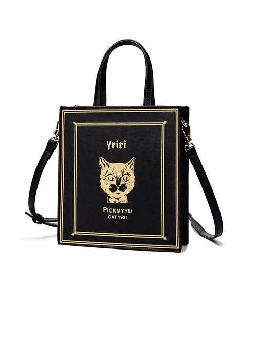 Cool Cat Gilding Printing Gothic Lolita Black Shoulder Bag