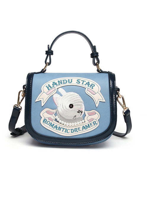 Cute Embroidery Rabbit Blue Sweet Lolita Shoulder Bag