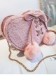 Love Heart-shape Cute Lace-up Plush Ball Sweet Lolita Shoulder Bag