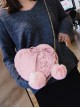 Love Heart-shape Cute Lace-up Plush Ball Sweet Lolita Shoulder Bag