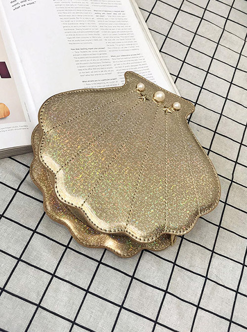 Cute Laser Seashell-shape Lolita Pearl Chain Shoulder Bag