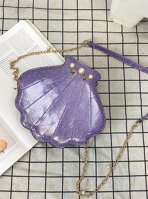 Cute Laser Seashell-shape Lolita Pearl Chain Shoulder Bag