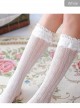 Black Or White Hollowed Out Love Heart-shape Lace Lolita Middle Tube Socks