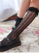 Black Or White Hollowed Out Love Heart-shape Lace Lolita Middle Tube Socks