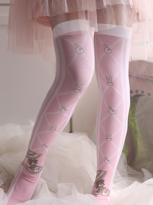Cute Rabbit Pink Sweet Lolita Thigh Socks
