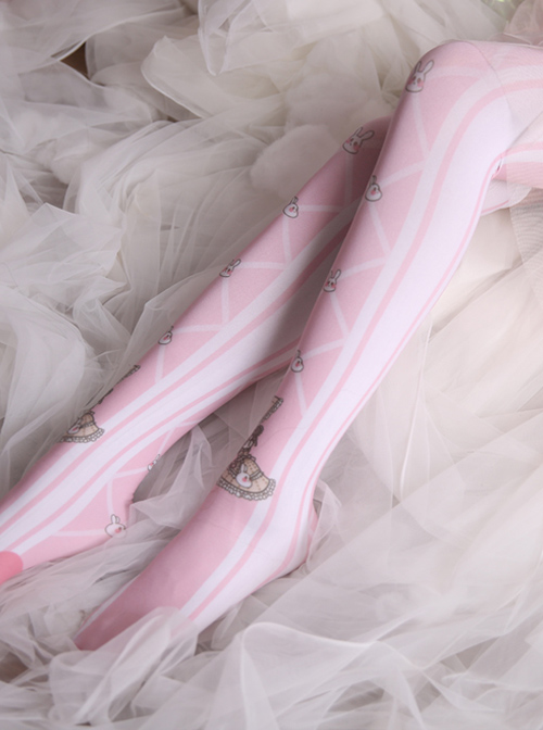 Cute Rabbit Pink Sweet Lolita Thigh Socks