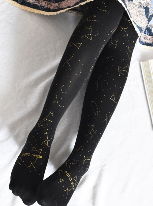 Bronzing Constellation Printing Classic Lolita Pantyhose