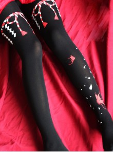 The Witch's Tears Series Butterfly Petal Printing 120D Classic Lolita Black Or White Pantyhose