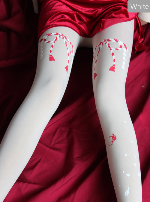 The Witch's Tears Series Butterfly Petal Printing 120D Classic Lolita Black Or White Pantyhose