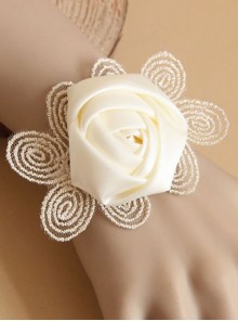 Retro White Rose Lace Bracelet