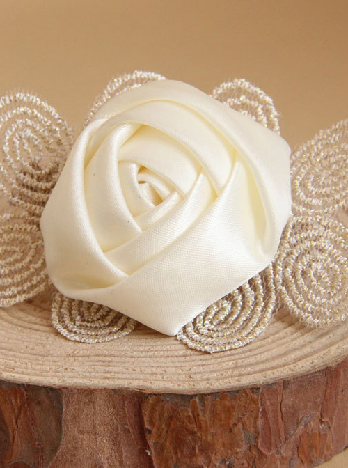 Retro White Rose Lace Bracelet