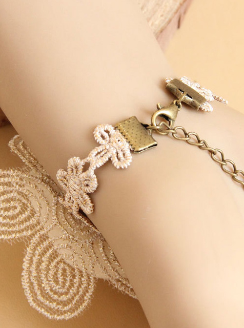 Retro White Rose Lace Bracelet