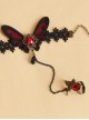 Black And Red Butterfly Lace Gothic Bracelet And Finger Ring Set