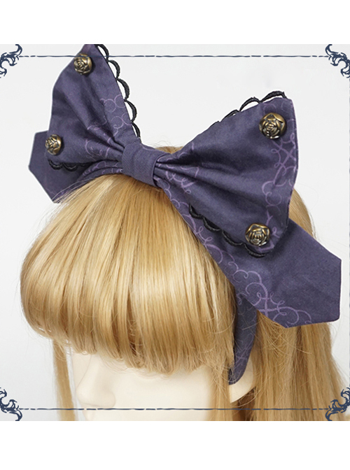 Beauty The Rose Series KC Gothic Lolita Gray And Purple Head Hoop