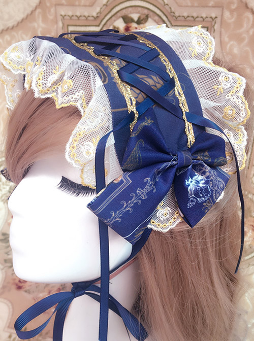 Ancient Castle Elf Printing Lace Bowknot Classic Lolita Hair Band