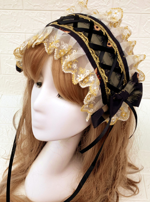 Time Machine Heart Series Printing Retro Classic Lolita Hair Band