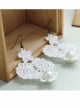 Baroque Palace Queen Elegant White Pearl White Lace Earrings