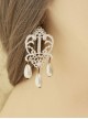 Vintage Earrings Court Lace White Pendant Earrings