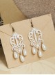 Vintage Earrings Court Lace White Pendant Earrings