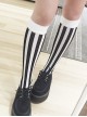 Black And White Vertical-stripes Lolita Mid stockings