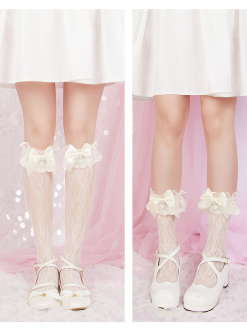 Lolita Wedding Series Bowknot Lace Classic Lolita Knee-socks