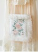 Chinese Style Retro Flowers Embroidery Qi Lolita White Lace Pillow Bag