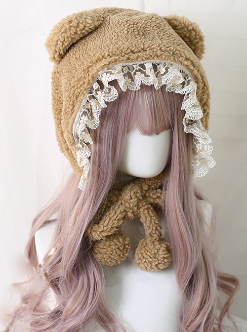 Cute Bear Ears Sweet Lolita Daily Ears Protection Short Plush Hat