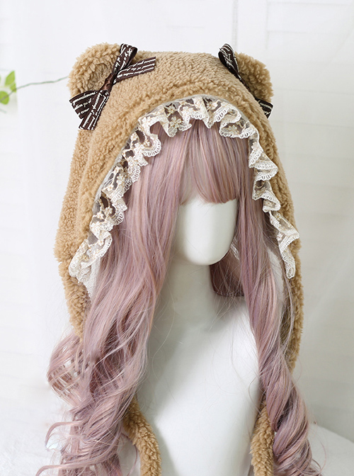 Cute Bear Ears Sweet Lolita Daily Ears Protection Short Plush Hat