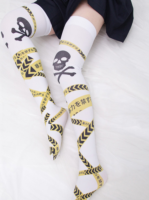 Forbidden Band Printing Gothic Lolita Stockings