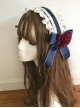 Vintage Ornate Red Rose Navy Blue Bowknot Classic Lolita Hairband