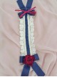 Vintage Ornate Red Rose Navy Blue Bowknot Classic Lolita Hairband