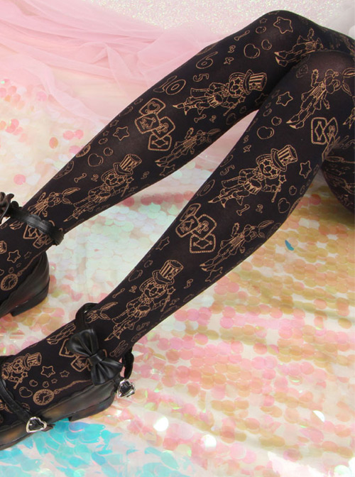 Graffiti Bronzing Magic Rabbit Series Printing Gothic Lolita Pantyhose