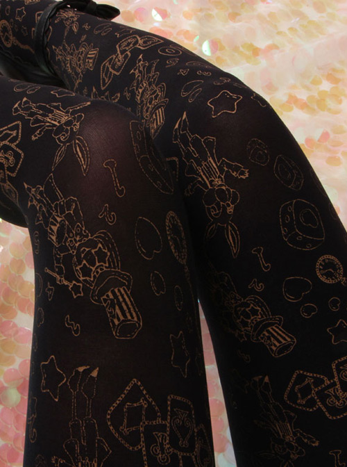 Graffiti Bronzing Magic Rabbit Series Printing Gothic Lolita Pantyhose