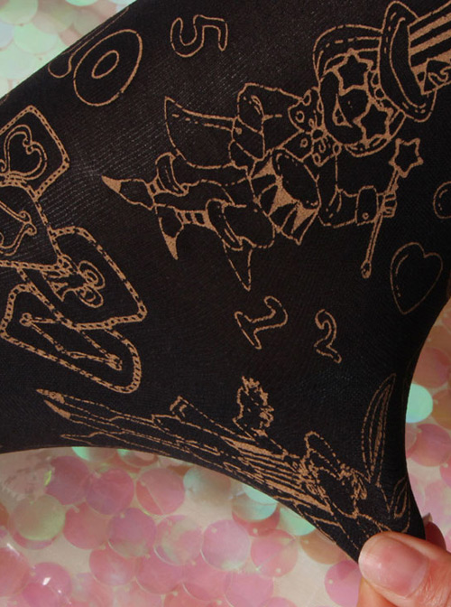 Graffiti Bronzing Magic Rabbit Series Printing Gothic Lolita Pantyhose