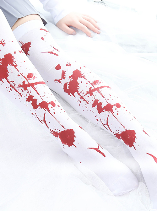 Halloween Bloodstain Printing Gothic Lolita Stocking