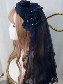 *The Night Of Stars And Moon* Bronzing Printing Classic Lolita Hairband Veil