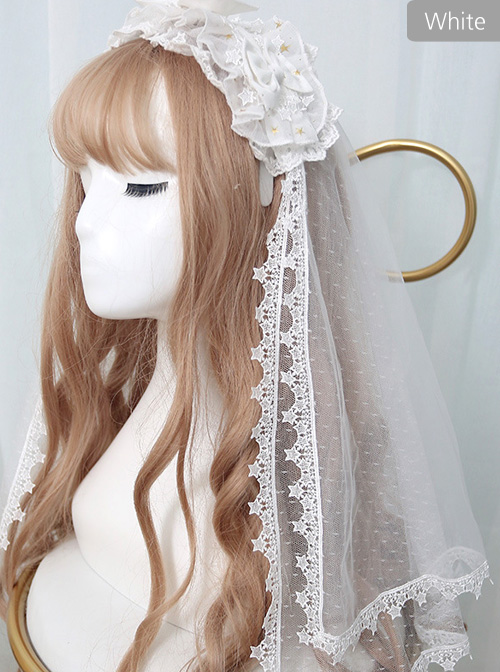 *The Night Of Stars And Moon* Bronzing Printing Classic Lolita Hairband Veil