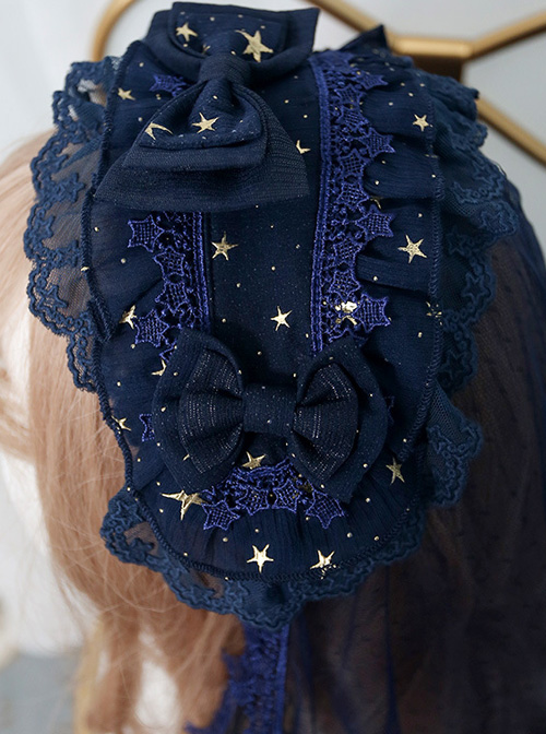 *The Night Of Stars And Moon* Bronzing Printing Classic Lolita Hairband Veil