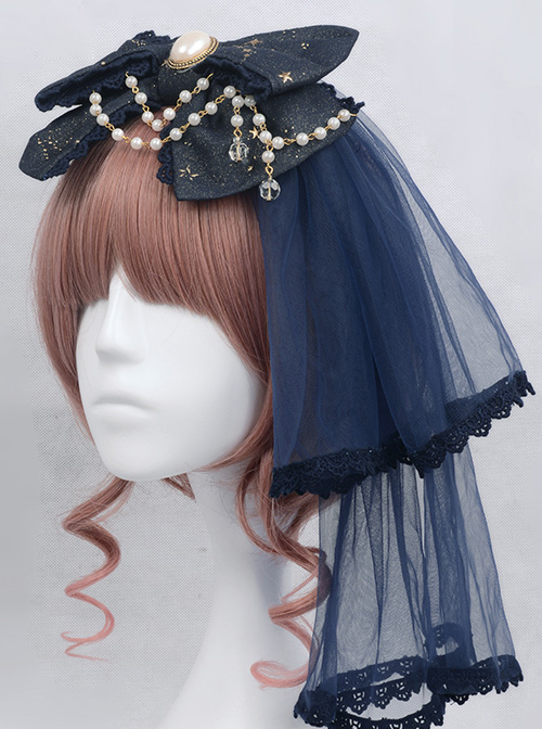 Bronzing Constellation Chiffon Bowknot  KC Classic Lolita Head Hoop