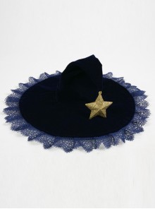 Velveteen Stars Lace Halloween Gothic Lolita Witch Hat