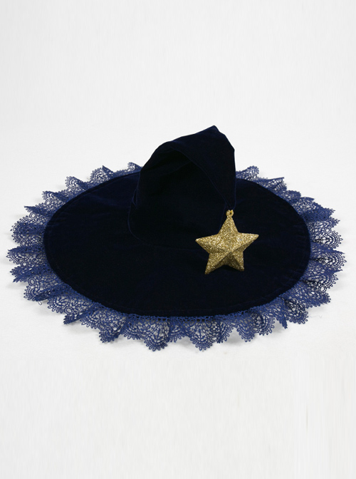 Velveteen Stars Lace Halloween Gothic Lolita Witch Hat